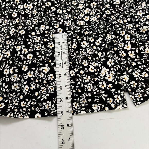 J Jill Midi Dress Size L Black White Floral Button Front 3/4 Sleeve Cottage - Picture 11 of 12